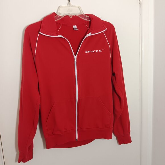 SpaceX Red Zip Up Track Jacket Mens Res Made in USA